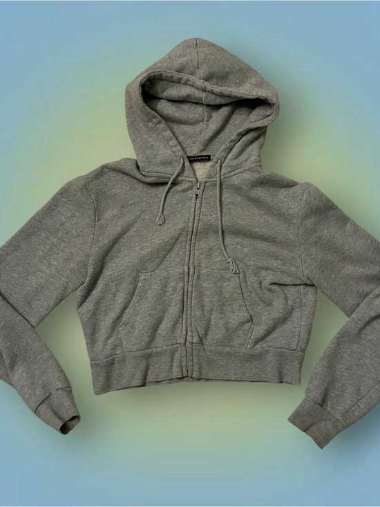 Brandy Melville Tops - Brandy Melville Gray Cropped Zip-Up Hoodie